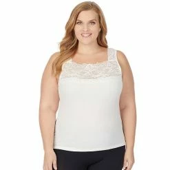 Plus Size Cuddl Duds® SofTech Lace-Trim Squareneck Tank White 6 Plus Size Cuddl Duds® SofTech Lace-Trim Squareneck Tank White -Cuddl Duds shop unnamed file 1547