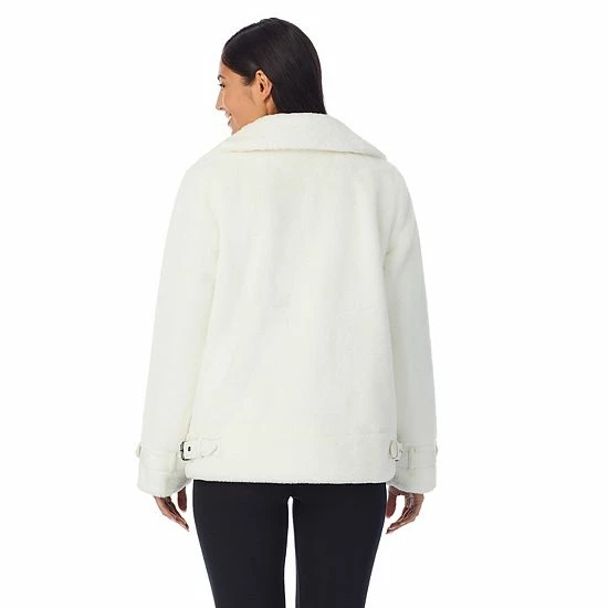 Women's Cuddl Duds Fleece Faux-Fur Moto Jacket Black 2 Women's Cuddl Duds Fleece Faux-Fur Moto Jacket Black - Image 2