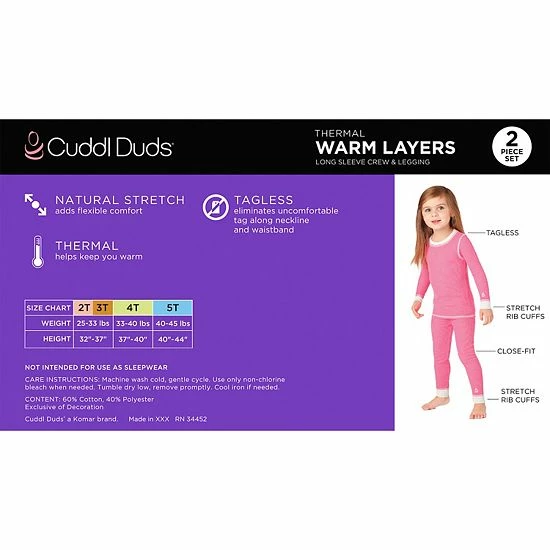 Toddler Girls Cuddl Duds® Thermal 2-Piece Baselayer Set Isle 3 Toddler Girls Cuddl Duds® Thermal 2-Piece Baselayer Set Isle - Image 3