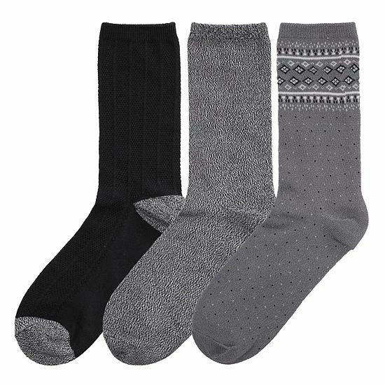Women's Cuddl Duds® 3-Pack Plushfill* Midweight Boarder Fair Isle & Twisted Stitch Crew Socks Ivory 3 Women's Cuddl Duds® 3-Pack Plushfill* Midweight Boarder Fair Isle & Twisted Stitch Crew Socks Ivory - Image 3