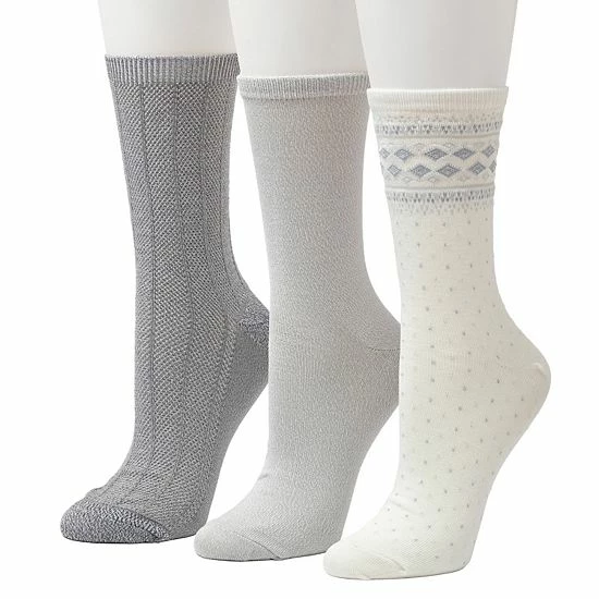 Women's Cuddl Duds® 3-Pack Plushfill* Midweight Boarder Fair Isle & Twisted Stitch Crew Socks Ivory 5 Women's Cuddl Duds® 3-Pack Plushfill* Midweight Boarder Fair Isle & Twisted Stitch Crew Socks Ivory - Image 5