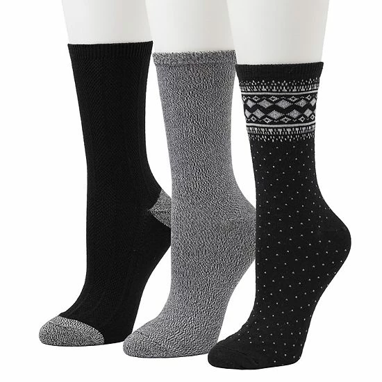 Women's Cuddl Duds® 3-Pack Plushfill* Midweight Boarder Fair Isle & Twisted Stitch Crew Socks Ivory 7 Women's Cuddl Duds® 3-Pack Plushfill* Midweight Boarder Fair Isle & Twisted Stitch Crew Socks Ivory - Image 7