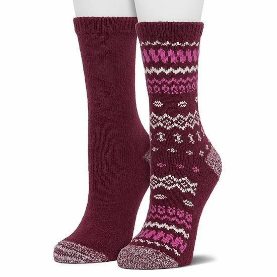 Women's Cuddl Duds® 2-Pack Plushfill* Geometric Fair Isle & Solid Crew Socks Zinfandel Women's Cuddl Duds® 2-Pack Plushfill* Geometric Fair Isle & Solid Crew Socks Zinfandel -Cuddl Duds shop unnamed file 1617