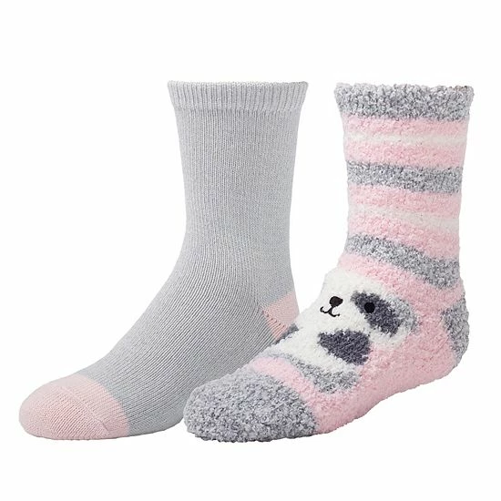 Girls Cuddl Duds 2-Pack Plushfill Cozy Slipper Socks With Grippers Ultimate Gray 6 Girls Cuddl Duds 2-Pack Plushfill Cozy Slipper Socks With Grippers Ultimate Gray - Image 6