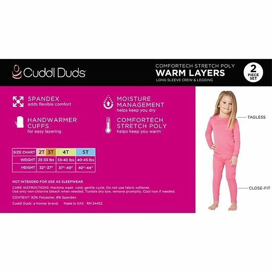 Toddler Girls Cuddl Duds® Unicorns Comfortech Stretch Poly 2-Piece Base Layer Set 3 Toddler Girls Cuddl Duds® Unicorns Comfortech Stretch Poly 2-Piece Base Layer Set - Image 3