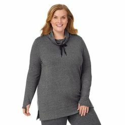 Plus Size Cuddl Duds® Ultra Cozy Long Sleeve Cowlneck Tunic Top Charcoal Heather -Cuddl Duds shop unnamed file 1727