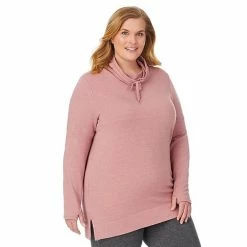 Plus Size Cuddl Duds® Ultra Cozy Long Sleeve Cowlneck Tunic Top Charcoal Heather -Cuddl Duds shop unnamed file 1729