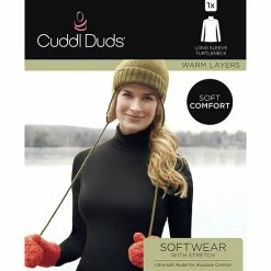 Women's Cuddl Duds® Softwear With Stretch Long Sleeve Turtleneck Charcoal Heather -Cuddl Duds shop unnamed file 173