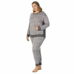 Plus Size Cuddl Duds® Kangaroo Pocket Pajama Top And Banded Bottom Pajama Pants Sleep Set Grey Heather Fairisle -Cuddl Duds shop unnamed file 1733