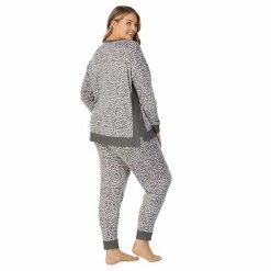 Plus Size Cuddl Duds® Kangaroo Pocket Pajama Top And Banded Bottom Pajama Pants Sleep Set Grey Heather Fairisle -Cuddl Duds shop unnamed file 1734