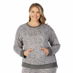 Plus Size Cuddl Duds® Kangaroo Pocket Pajama Top And Banded Bottom Pajama Pants Sleep Set Grey Heather Fairisle -Cuddl Duds shop unnamed file 1736