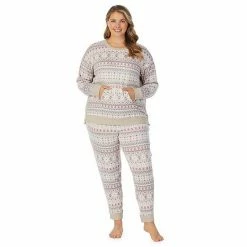 Plus Size Cuddl Duds® Kangaroo Pocket Pajama Top And Banded Bottom Pajama Pants Sleep Set Grey Heather Fairisle -Cuddl Duds shop unnamed file 1737