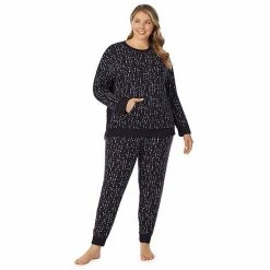 Plus Size Cuddl Duds® Kangaroo Pocket Pajama Top And Banded Bottom Pajama Pants Sleep Set Grey Heather Fairisle -Cuddl Duds shop unnamed file 1739