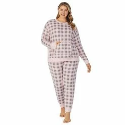 Plus Size Cuddl Duds® Kangaroo Pocket Pajama Top And Banded Bottom Pajama Pants Sleep Set Grey Heather Fairisle -Cuddl Duds shop unnamed file 1742