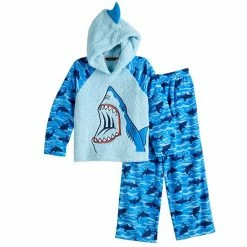 Boys 6-16 Cuddl Duds Hooded Top & Bottoms Pajama Set Blue Shark -Cuddl Duds shop unnamed file 1746