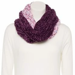 Cuddl Duds Color Block Woman's Chenille Infinity Scarf Gray Black -Cuddl Duds shop unnamed file 1762