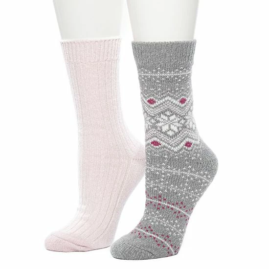 Women's Cuddl Duds 2 Pair Pack Fairisle with Twist Rib Crew Socks Gray Women's Cuddl Duds 2 Pair Pack Fairisle With Twist Rib Crew Socks Gray -Cuddl Duds shop unnamed file 1773