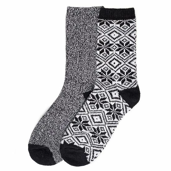 Women's Cuddl Duds 2 Pair Pack Snowflake Diamond Crew Socks Nostalgia Rose 2 Women's Cuddl Duds 2 Pair Pack Snowflake Diamond Crew Socks Nostalgia Rose - Image 2