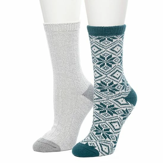 Women's Cuddl Duds 2 Pair Pack Snowflake Diamond Crew Socks Nostalgia Rose 4 Women's Cuddl Duds 2 Pair Pack Snowflake Diamond Crew Socks Nostalgia Rose - Image 4
