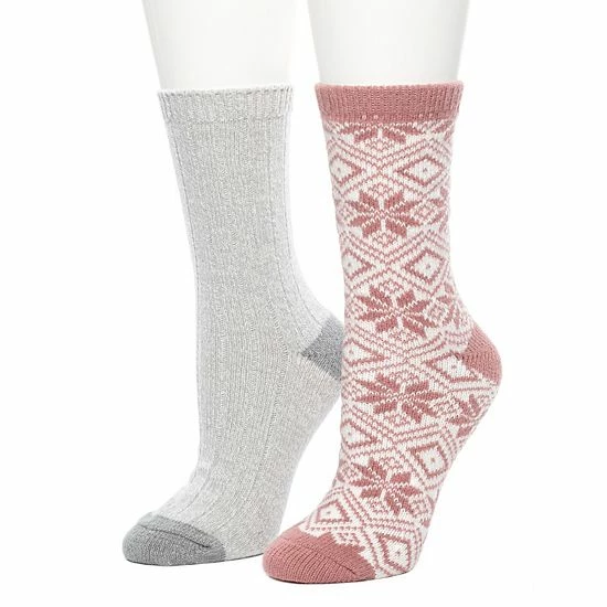 Women's Cuddl Duds 2 Pair Pack Snowflake Diamond Crew Socks Nostalgia Rose 5 Women's Cuddl Duds 2 Pair Pack Snowflake Diamond Crew Socks Nostalgia Rose - Image 5