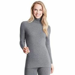Women's Cuddl Duds® Softwear With Stretch Long Sleeve Turtleneck Charcoal Heather -Cuddl Duds shop unnamed file 181