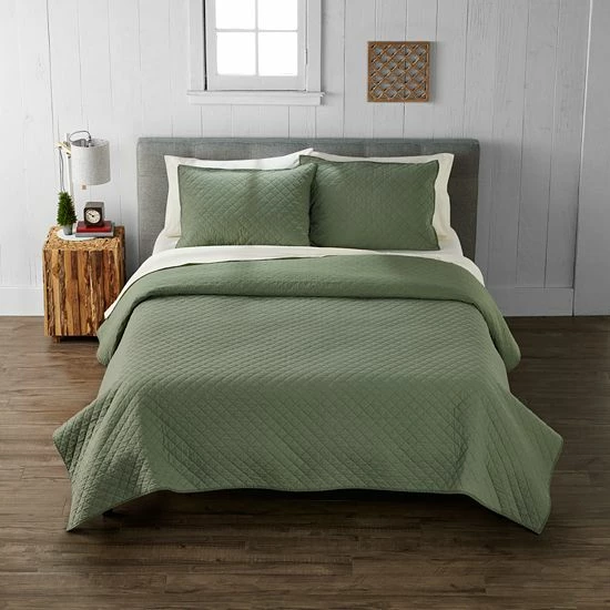 Cuddl Duds® Solid Flannel Quilt Set With Shams Sage 6 Cuddl Duds® Solid Flannel Quilt Set With Shams Sage - Image 6