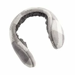 Women's Cuddl Duds® Double Plush Velour Sherpa Lined Behind The Head Earwarmer White Gray Plaid -Cuddl Duds shop unnamed file 1860