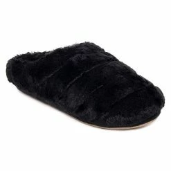 Women's Cuddl Duds® Faux Fur Puff Clog Slipper With TPR Cup Sole Black