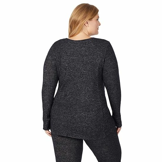 Plus Size Cuddl Duds® Soft Knit Long Sleeve Crewneck Top Grey Animal 2 Plus Size Cuddl Duds® Soft Knit Long Sleeve Crewneck Top Grey Animal - Image 2