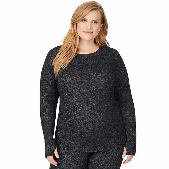 Plus Size Cuddl Duds® Soft Knit Long Sleeve Crewneck Top Grey Animal 6 Plus Size Cuddl Duds® Soft Knit Long Sleeve Crewneck Top Grey Animal - Image 6