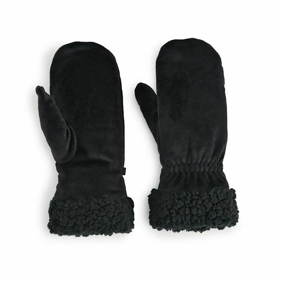 Women's Cuddl Duds® Sherpa Cuff Velour Mittens Blackberry 1 Women's Cuddl Duds® Sherpa Cuff Velour Mittens Blackberry