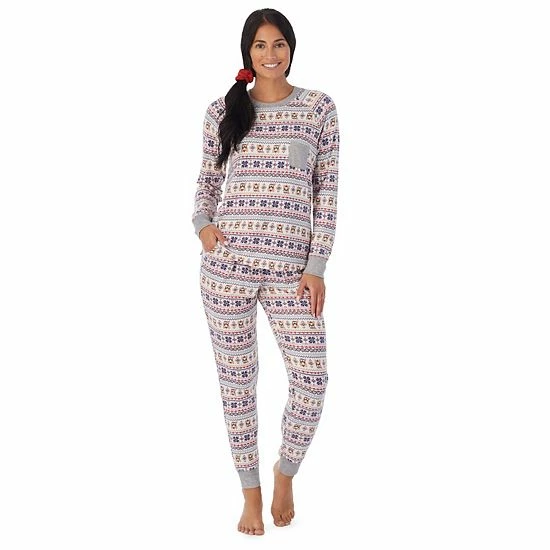 Women's Cuddl Duds 3-pc. Knit Long Sleeve Pajama Top, Banded Bottom Pajama Pants & Scrunchie Set Red Flake Fairisle 10 Women's Cuddl Duds 3-pc. Knit Long Sleeve Pajama Top, Banded Bottom Pajama Pants & Scrunchie Set Red Flake Fairisle - Image 10