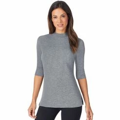 Women's Cuddl Duds® Softwear With Stretch Elbow Sleeve Mockneck Top Charcoal Heather 2 Women's Cuddl Duds® Softwear With Stretch Elbow Sleeve Mockneck Top Charcoal Heather -Cuddl Duds shop unnamed file 1938