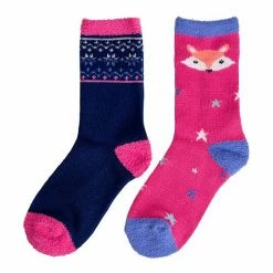 Cuddl Duds Girls 2-Pack Plushfill Crew Socks Fox -Cuddl Duds shop unnamed file 1968