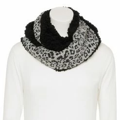 Cuddl Duds Soft Knit Women's Infinity Scarf Black White Animal -Cuddl Duds shop unnamed file 2047
