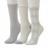 Women's Cuddl Duds® 3-Pack Plushfill* Midweight Plaid & Scalloped Textured Crew Socks Ivory