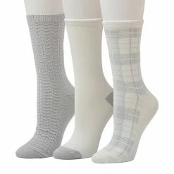Women's Cuddl Duds® 3-Pack Plushfill* Midweight Plaid & Scalloped Textured Crew Socks Ivory 8 Women's Cuddl Duds® 3-Pack Plushfill* Midweight Plaid & Scalloped Textured Crew Socks Ivory -Cuddl Duds shop unnamed file 2052