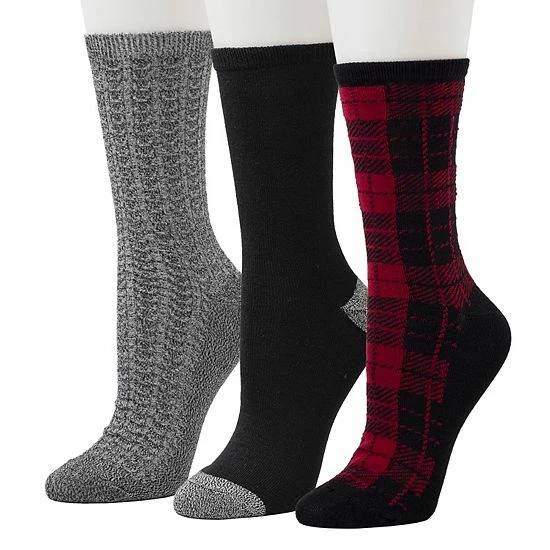 Women's Cuddl Duds® 3-Pack Plushfill* Midweight Plaid & Scalloped Textured Crew Socks Ivory 5 Women's Cuddl Duds® 3-Pack Plushfill* Midweight Plaid & Scalloped Textured Crew Socks Ivory - Image 5