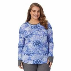 Plus Size Cuddl Duds® Long Sleeve Crewneck Stretch Thermal Top Grey Multi Fairisle -Cuddl Duds shop unnamed file 2059