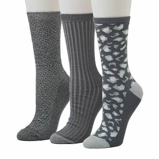 Women's Cuddl Duds® 3-Pack Plushfill* Midweight Animal Print & Ribbed Crew Socks Ivory 5 Women's Cuddl Duds® 3-Pack Plushfill* Midweight Animal Print & Ribbed Crew Socks Ivory - Image 5