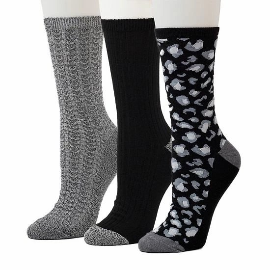 Women's Cuddl Duds® 3-Pack Plushfill* Midweight Animal Print & Ribbed Crew Socks Ivory 6 Women's Cuddl Duds® 3-Pack Plushfill* Midweight Animal Print & Ribbed Crew Socks Ivory - Image 6