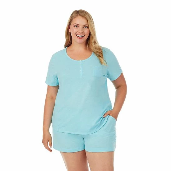 Plus Size Cuddl Duds Essentials Pajama Tee & Pajama Boxers Sleep Set Aqua Heather 7 Plus Size Cuddl Duds Essentials Pajama Tee & Pajama Boxers Sleep Set Aqua Heather - Image 7
