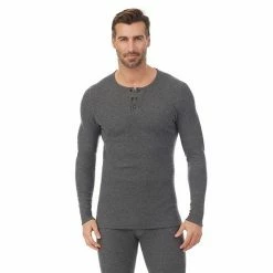 Men's Cuddl Duds® Midweight Waffle Thermal Performance Baselayer Henley Top Blue Heather -Cuddl Duds shop unnamed file 2147
