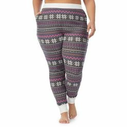 Plus Size Cuddl Duds® Stretch Thermal Leggings Grey Multi Fairisle -Cuddl Duds shop unnamed file 2175