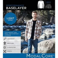Men's Cuddl Duds® Lightweight ModalCore Performance Baselayer V-Neck Top -Cuddl Duds shop unnamed file 2199