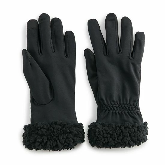Women's Cuddl Duds® Stretch Touch Screen Gloves With Sherpa Cuffs Black 1 Women's Cuddl Duds® Stretch Touch Screen Gloves With Sherpa Cuffs Black