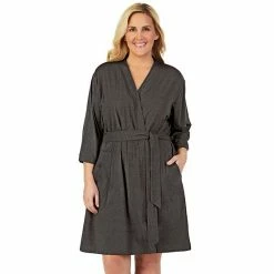 Plus Size Cuddl Duds® Essentials Wrap Robe Black -Cuddl Duds shop unnamed file 2261