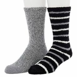 Men's ClimateSmart By Cuddl Duds 2-Pack Skinny Stripe Cozy Crew Socks Black -Cuddl Duds shop unnamed file 2309