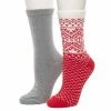 Women's Cuddl Duds 2 Pair Pack Boarder Diamond With Fairisle Spacedye Crew Socks Burnished Lilac