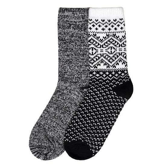 Women's Cuddl Duds 2 Pair Pack Boarder Diamond With Fairisle Spacedye Crew Socks Burnished Lilac 2 Women's Cuddl Duds 2 Pair Pack Boarder Diamond With Fairisle Spacedye Crew Socks Burnished Lilac - Image 2